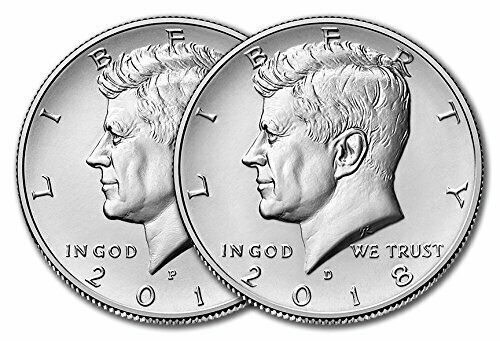 2017 & 2018 P&D Kennedy Half Dollars Clad 4 Uncirculated Coins in 2x2 FREE SHIP!