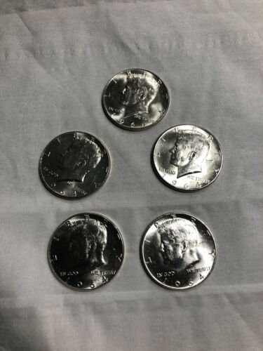 (5) Lot OfFive 1964 John F. Kennedy 90% Silver Half Dollars - BU Beautiful Coins