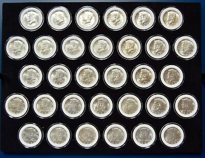 Thirty Two 32 1964 Kennedy Half Dollar 50c Silver Coins Lot in Capsules FREE S/H