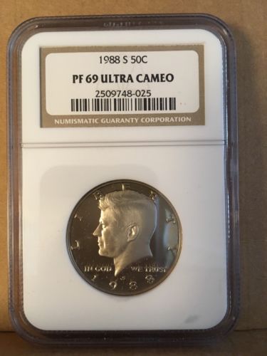 1988 KENNEDY HALF DOLLAR GRADED PF 69 ULTRA CAMEO BY NGC