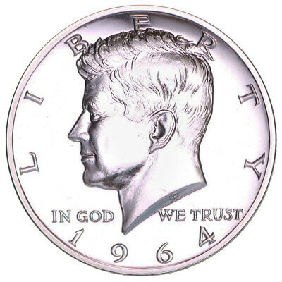 1964 Kennedy Half Dollar Gem 90% Silver Proof Coin  Accented Hair