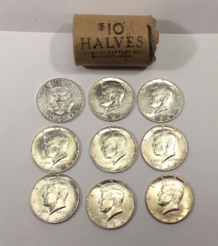 1964-D 50C Kennedy Silver Half Dollars GEM BU+ From Original Roll, single coin