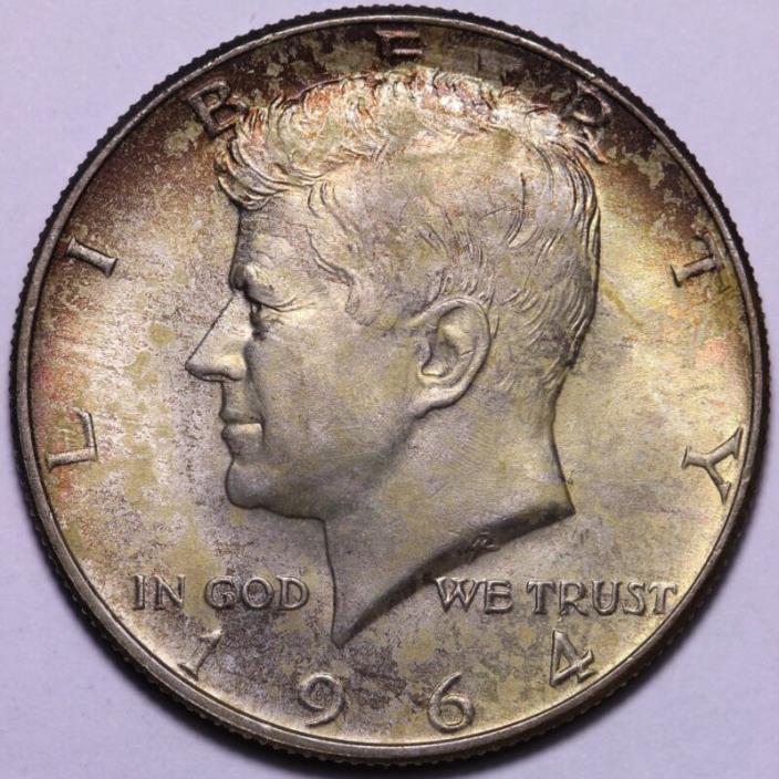 BU Toned 1964-D Kennedy Silver Half Dollar                 J1UB