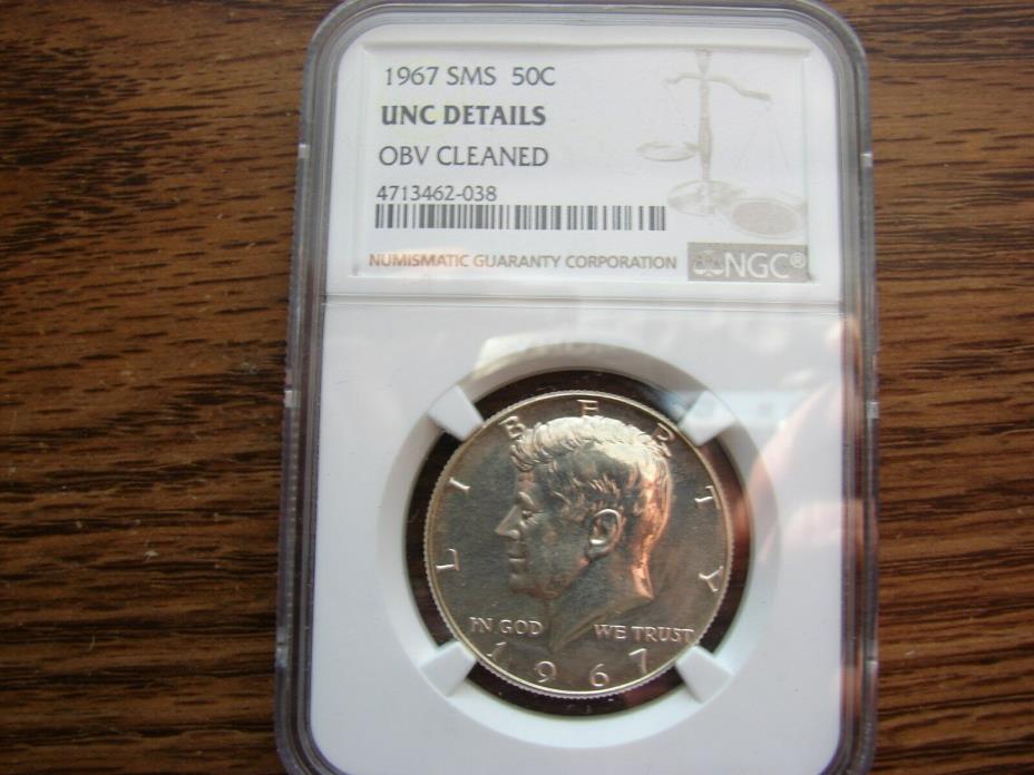 1967 SMS 40% KENNEDY 50C COIN Certified NGC UNC.DETAILS OBV.CLEANED MAKE OFFER!!