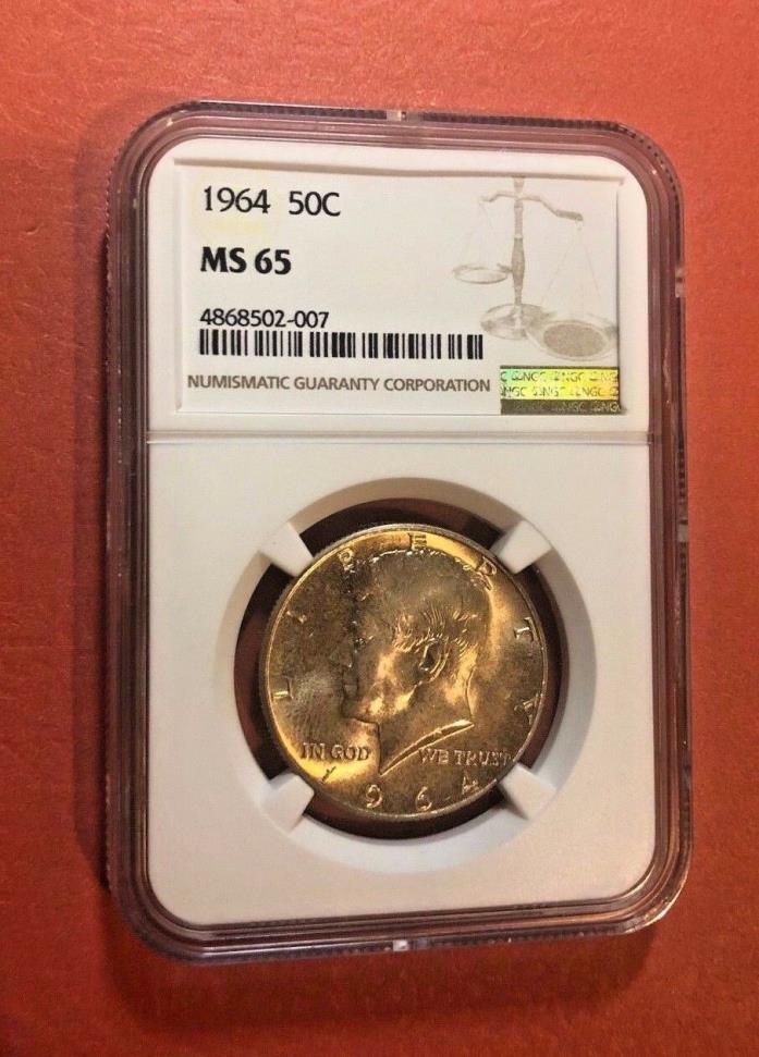 1964 50c Silver Kennedy Half Dollar NGC MS 65