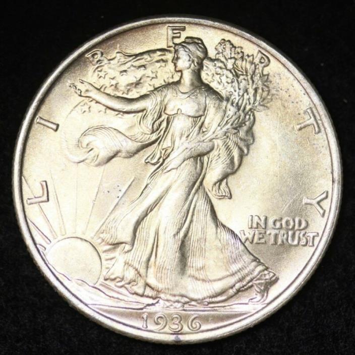1936 Walking Liberty Half Dollar CHOICE BU FREE SHIPPING E374 GNN