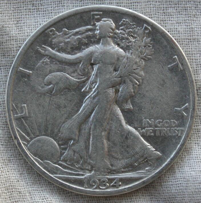 1934-S  Walking Liberty Silver Half Dollar   XF   **FREE Shipping**   @