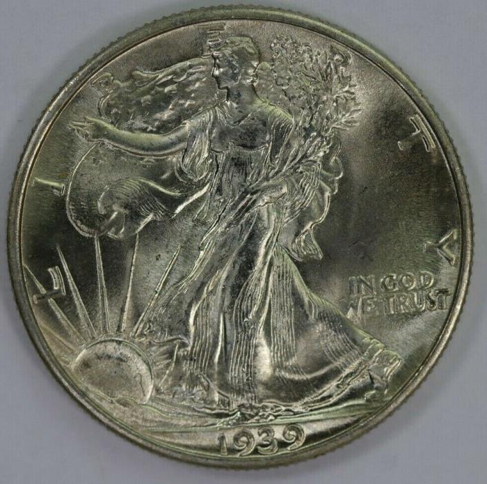 1939-P Silver Walking Half Dollar High Grade BU Tons of Luster Raw US Coin