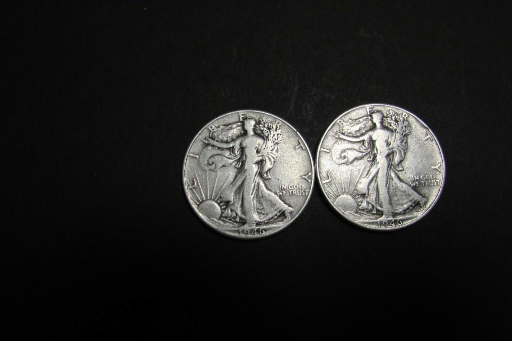 1946 Walking Liberty Half Dollars - 90% Silver. Lot of 2