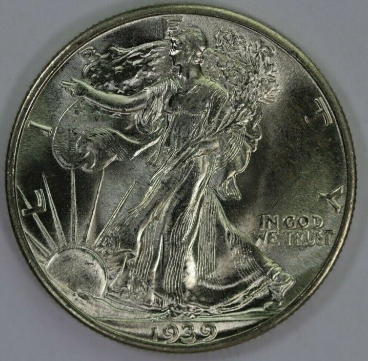 1939-P Silver Walking Half Dollar High Grade BU Lots of Luster Raw USA Coin