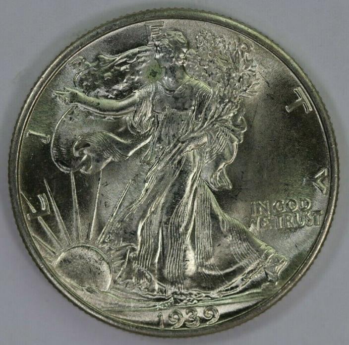 1939-P Silver Walking Half Dollar High Grade BU Lots of Luster Raw US Coin