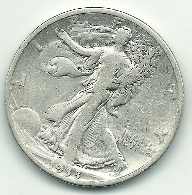 FINE + CONDITION 1933 S LIBERTY WALKING SILVER HALF DOLLAR COIN-MAR017