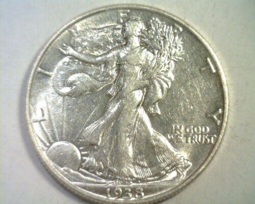1938 WALKING LIBERTY HALF ABOUT UNCIRCULATED+ AU+ NICE ORIGINAL COIN BOBS COIN