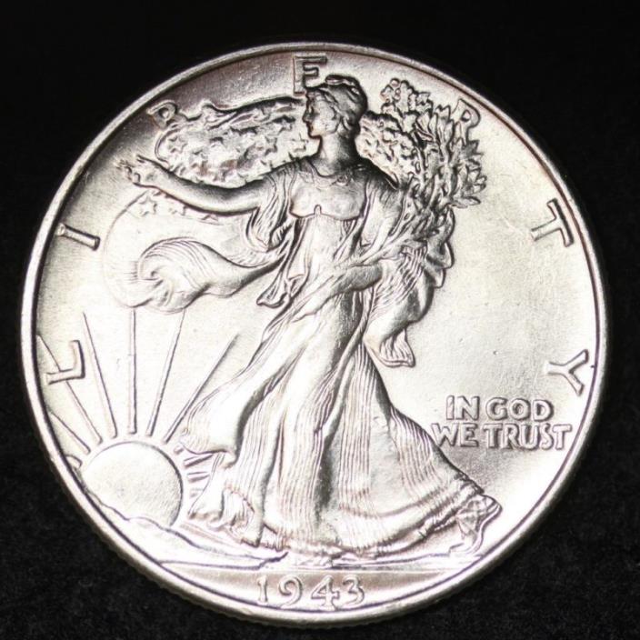 1943 Walking Liberty Half Dollar CHOICE BU FREE SHIPPING E383 XCH