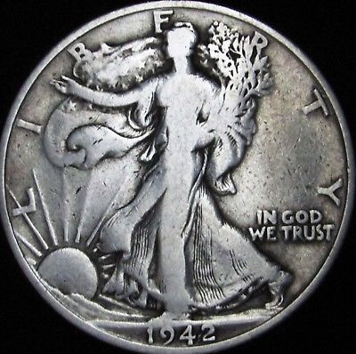 1942-S Fine Walking Liberty Silver Half Dollar - DMB