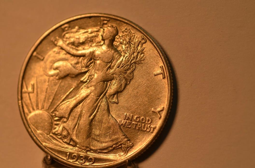 1939-D Walking Liberty Half Dollar (AU)   Item #599