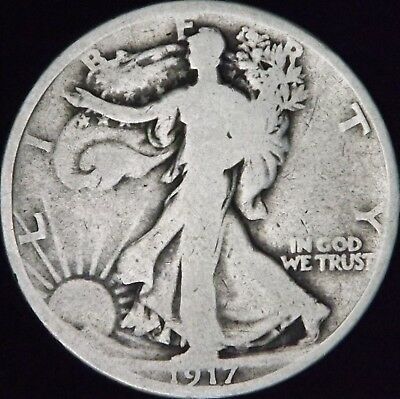 1917-P Good+ Walking Liberty Silver Half Dollar