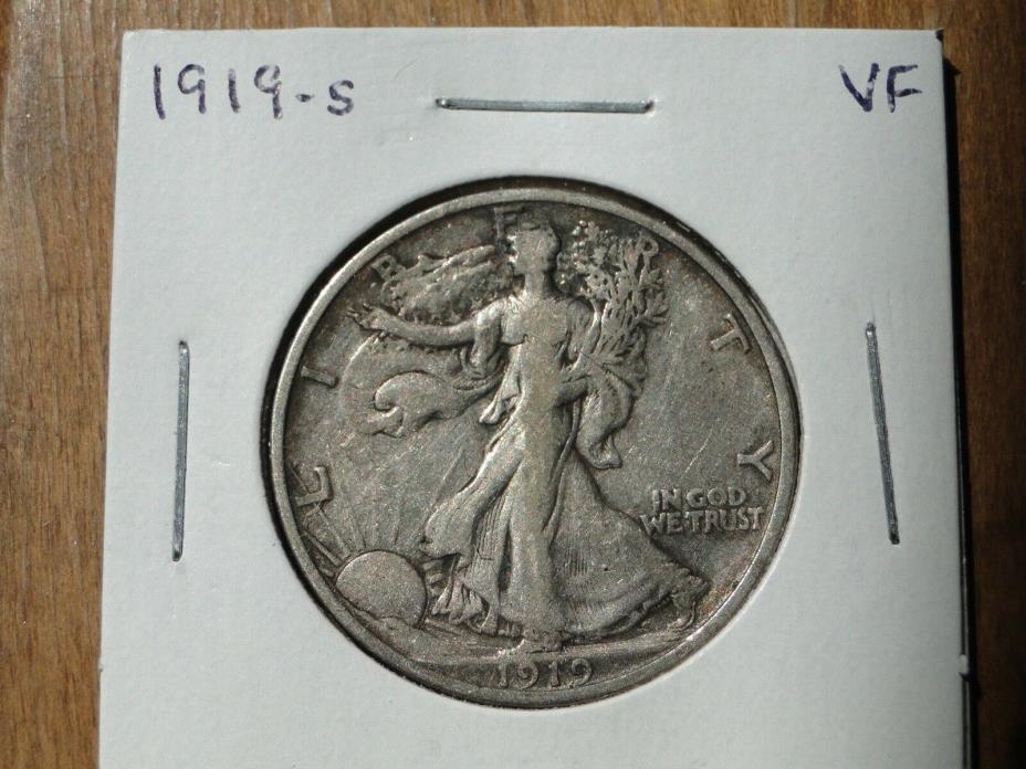 BETTER DATE 1919-s Walking Liberty Half Dollar, Very Fine details, CLEARANCE