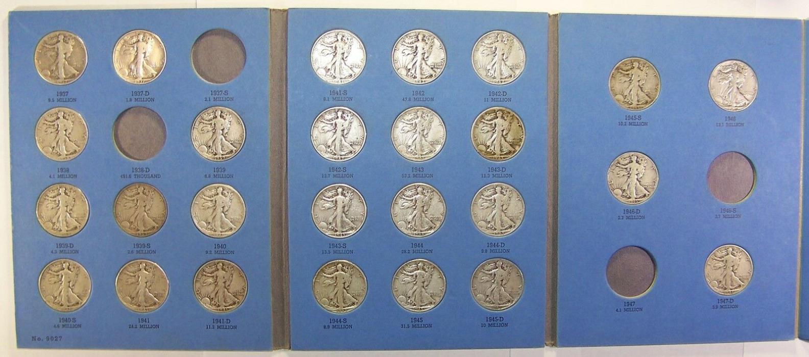 Partial Set of Walking Liberty Silver Half Dollars, 1937 to 1947, G-F (Set #3)