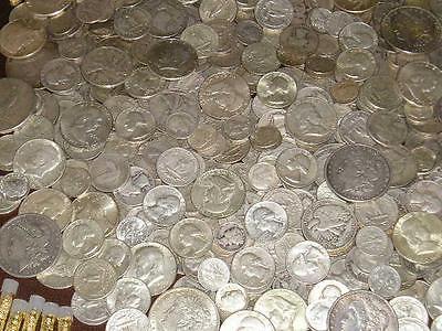 1+OZ All 1930's-40's 90% PURE SILVER COINS MIXED DATES w/ 1930's HALF DOLLAR!