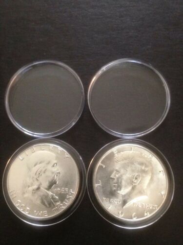 BU1963d & BU1964d Franklin & Kennedy Silver Half Dollars Receive Coins Pictured