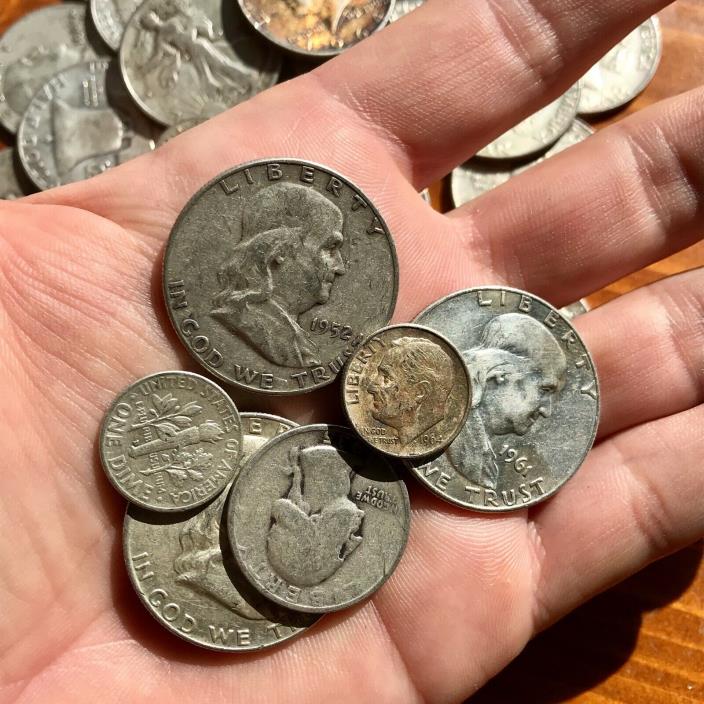 90% Silver US Coin Lot 1 OZ  Pre 1965 Coins Mixed Lot Half Dollar Quarter Dimes