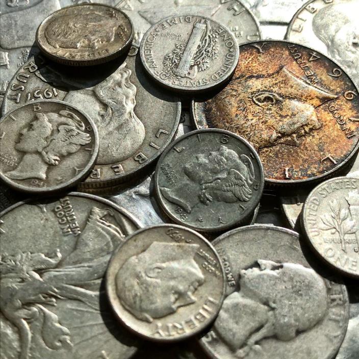 90% Silver US Coin Lot 1/2 oz Pre 1965 Coins Mixed Lot Half Dollar Quarter Dimes