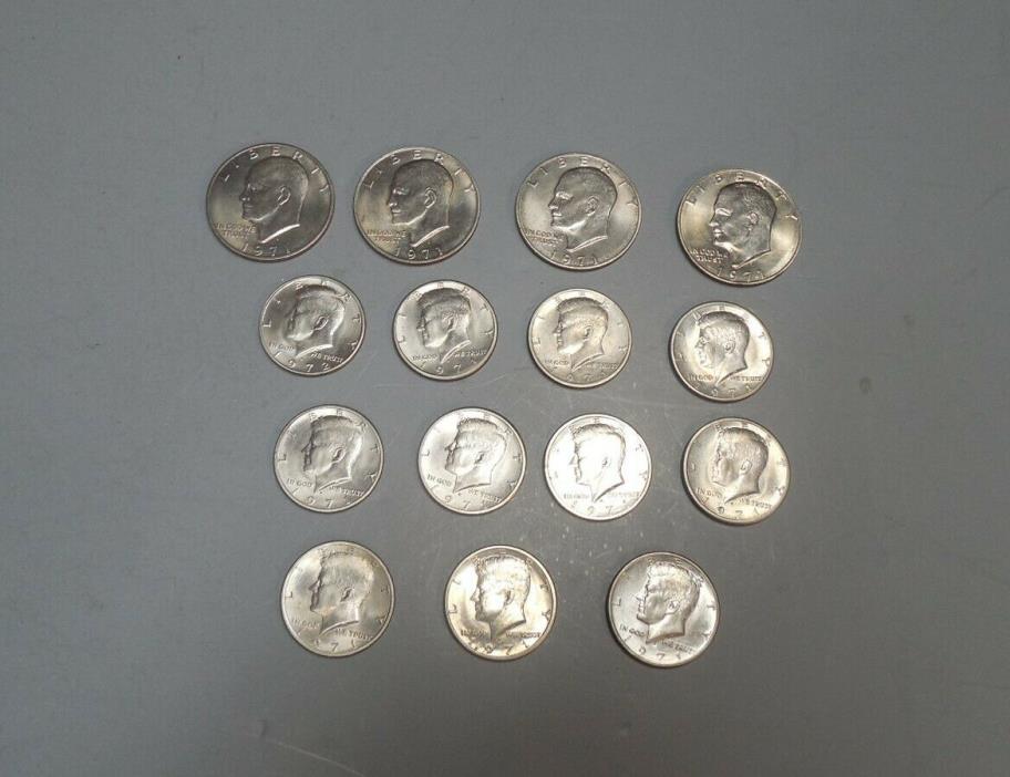 Mixed Lot of 15 1971 Coins ( 11 Kennedy & 4 Ike)