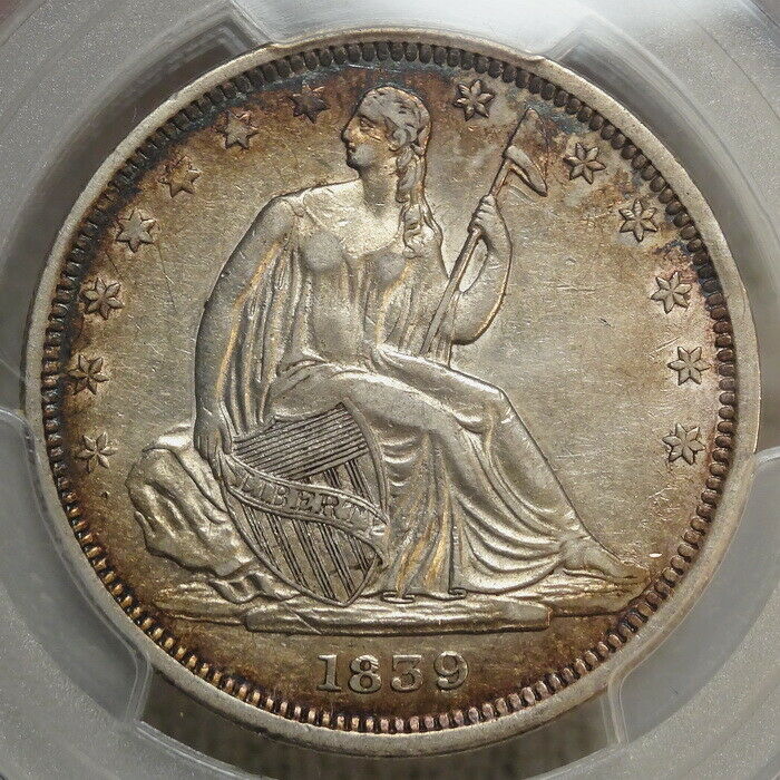 1839 Liberty Seated Half Dollar, No Drapery, PCGS XF-45, Nice Color, SCARCE!