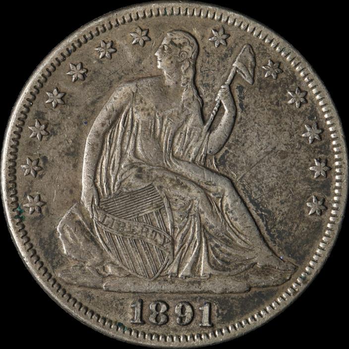 1891 LIBERTY SEATED HALF DOLLAR rare date LOW MINTAGE