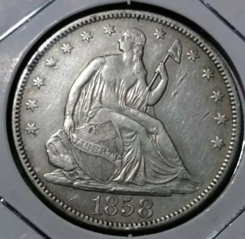 1858 Seated Liberty Half Dollar when the Mercury dimes sell I'm pulling this one