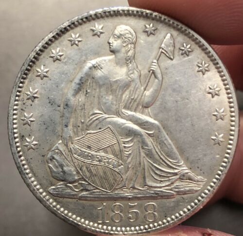 1858-O Seated Half Dollar UNCIRCULATED Details ABSOLUTELY STUNNING & LUSTROUS!!!
