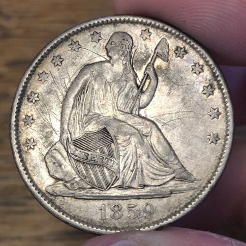 1859-O Seated Half Dollar CHOICE XF-AU Details STUNNING PATINA New Orleans Issue