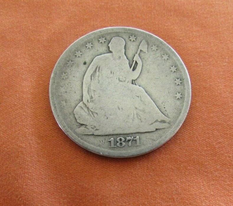 1871-S ~ Seated Liberty Half Dollar 50c----Rare San Francisco Mint