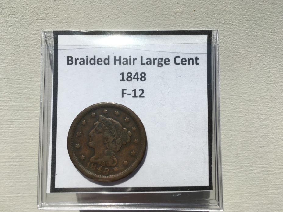 1848 Braided Hair Large Cent, Fine Condition