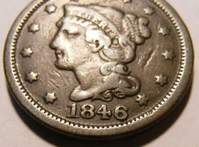 AWESOME 1846 Large Cent - Nice Circulated Coin - Newcomb 15 Variety