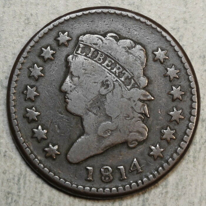 1814 Classic Head Large Cent, Plain 4, Nice Very Good+, Tougher Coin  0125-13