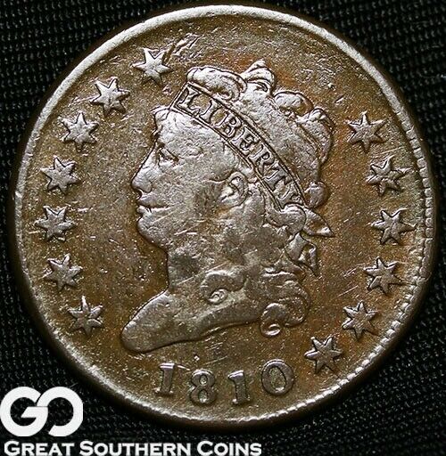 1810 Large Cent, Classic Head, Tough Early Copper, Better Date