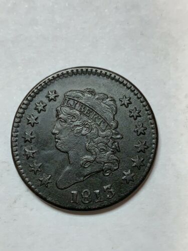 1813 Classsic Head Large Cent  AU BU Details Condition