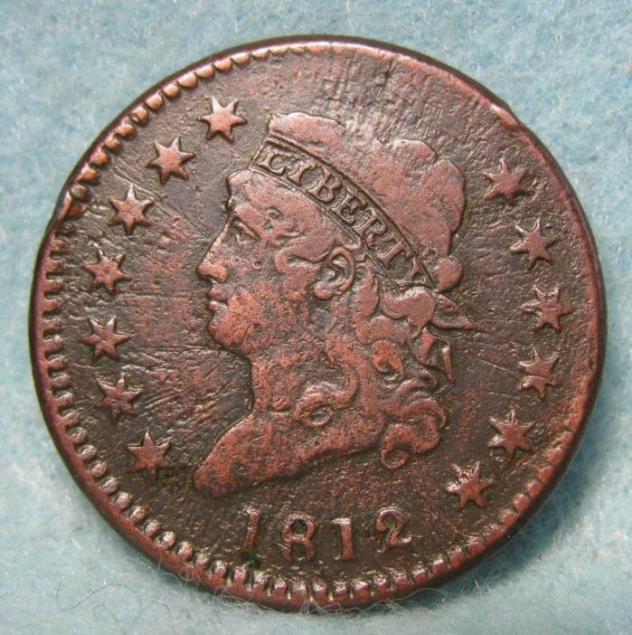 1812 CLASSIC HEAD LARGE CENT FINE+ Details * US Coin #3199