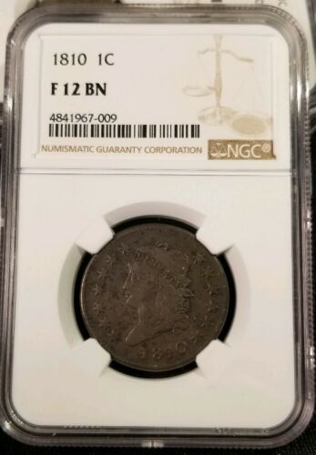 1810 Classic Head Large Cent - NGC F 12 BN FINE