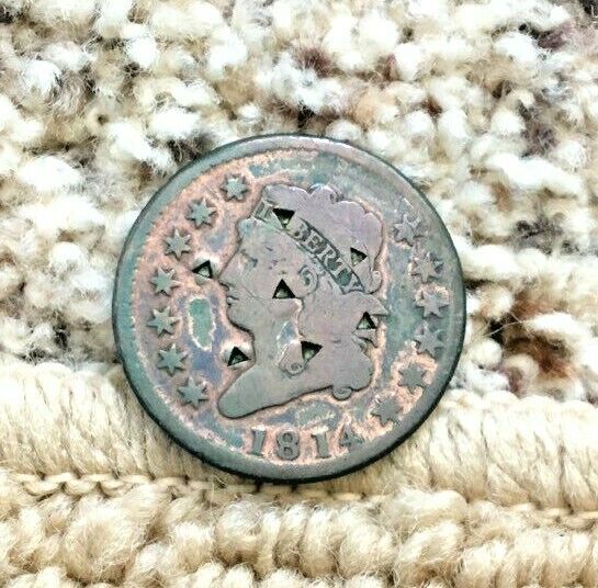 1814 Classic Head LARGE CENT-VG-F details-7 neat triangular punches on front