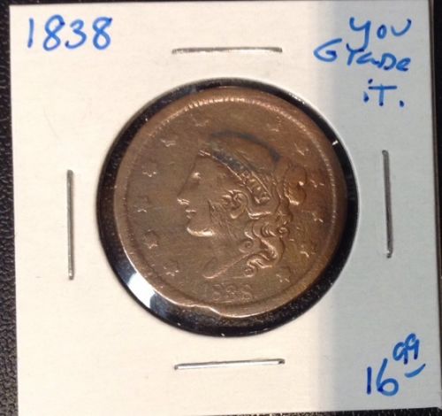 1838 1C Coronet Head Cent
