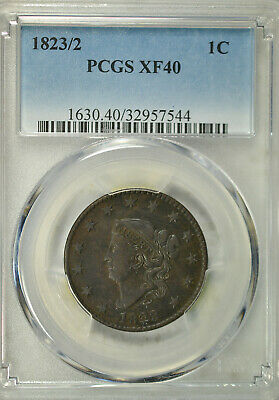 1823/2 Coronet Head large cent, PCGS XF40