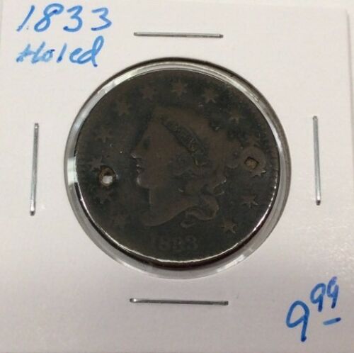 1833 Large Cent-Holed
