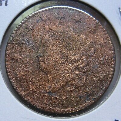 1819 U.S. Large Cent-Cleaned-Light Corrosion-Nice Grade-Low Mintage
