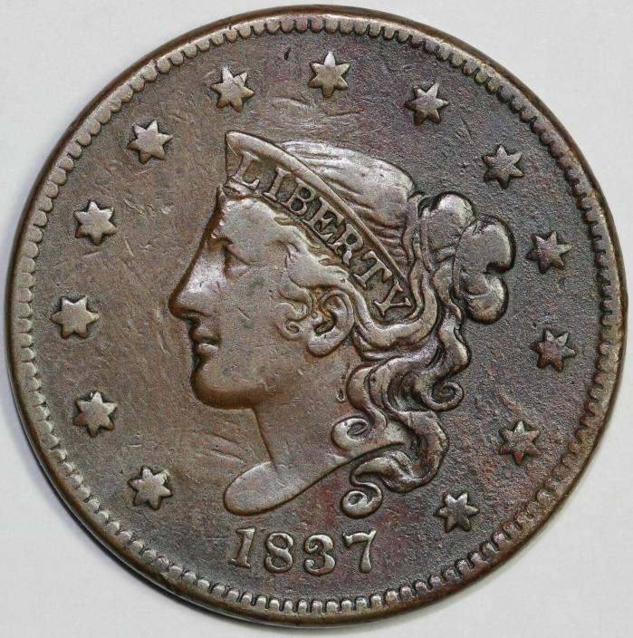 1837 1c Coronet or Matron Head Large Cent UNSLABBED