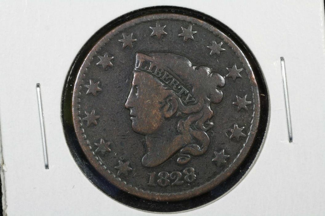 1828 Lg Date Coronet Head Large Cent, Very Good