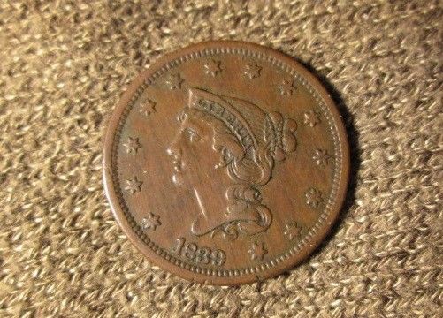 1839 Large Cent Old Copper ( PETITE HEAD) Variety