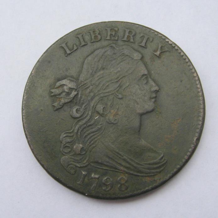 1798 One Cent - Draped Bust Large, Style 2 Hair - Very Fine Condition